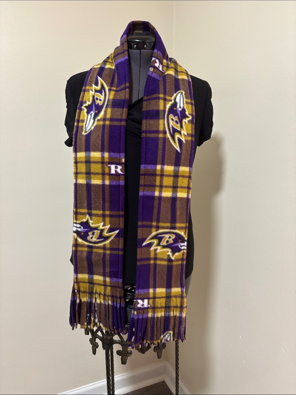 Purple and Gold Plaid Baltimore Ravens Scarf